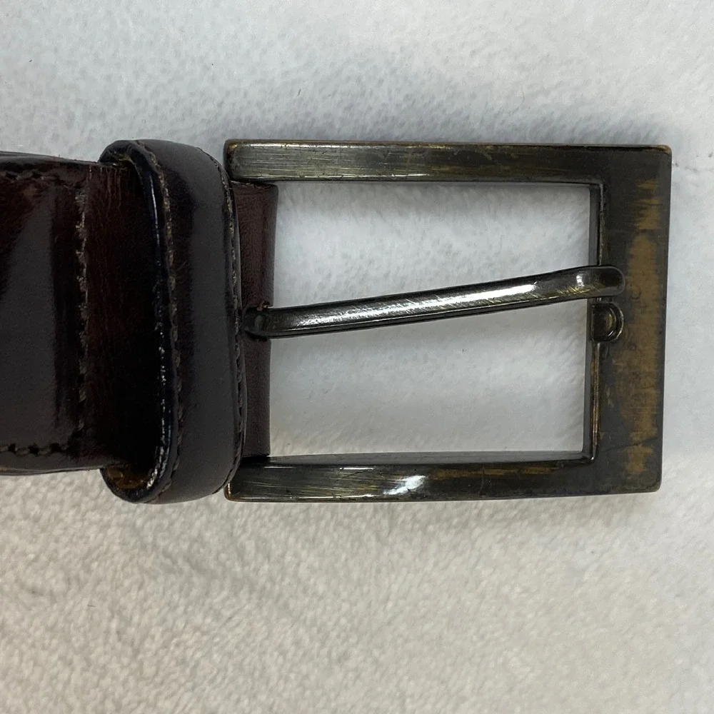 Mezlan Leather Belt Woven Accent‎ Brown Dress Belt Men's Size M
